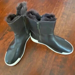 J/Slides Women's Victory Boot Dark Brown Leather Shoe Size 8M